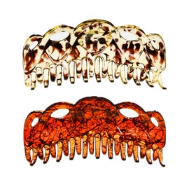 Prettyou 5.5 Inches Large Crystal Plastic Hair Claw Banana Clips for thick hair Women,pack of 2 (set2)