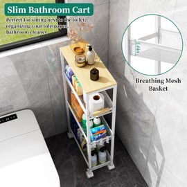 4-Tier Slim Utility Rolling Laundry Cart with Wheels, Easy to Assemble