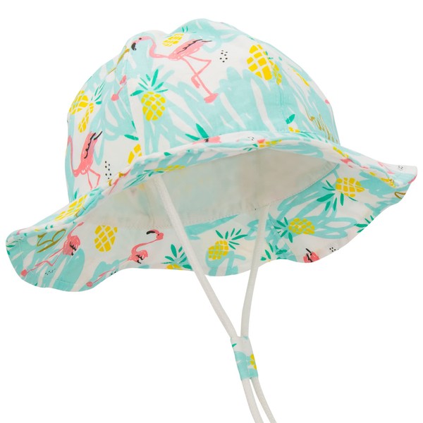 Durio Sombrero de sol con protección solar UPF 50+ de ala ancha para bebé niña, Azul (O Blue), 6-12 Meses