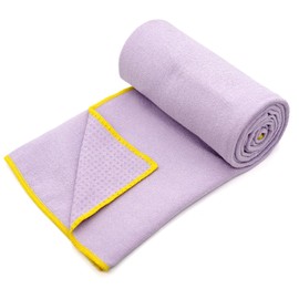 Eunzel Hot Yoga Towel - Microfiber Non Slip Yoga Mat Towel with Grip Dot Sweat Absorbent Towel for Hot Yoga, Pilates and Fitness 72" x 24", Taro Purple/Yellow