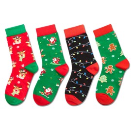 HAPPYPOP Christmas Gifts Stocking Socks for Kids - Santa Gingerbread Reindeer Light UP Gifts for Boy Girl with Greeting Card, Xmas Stocking Stuffers for Tweens