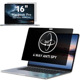 IPROKKO 360° Privacy Screen MacBook Pro 16 inch (2021, 2022, 2023,2024, M1, M2, M3, M4,Pro, Max), Removable Matte Anti Glare Blue Light 16" Mac Scratch Resistant Laptop Screen Protector Filter