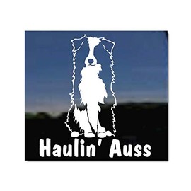 Haulin' Auss | Sitting Aussie Australian Shepherd Dog Vinyl Decal by NickerStickers®