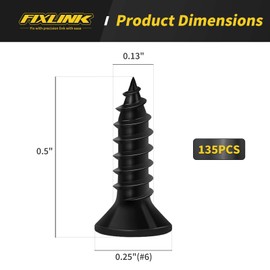Wood Screws 3/4 Inch, FIXLINK Premium Flat Head Phillips Black Wood Screws 120 PCS, Self Tapping Electrophoresis Used in Indoor Furniture, Woodworking (#8 x 3/4")