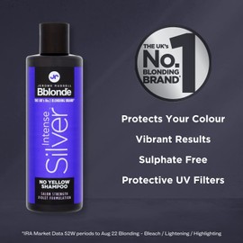 Jerome Russell Bblonde Intense Silver No More Yellow Purple Shampoo - Brightening Toner for Blonde Hair, Vegan & Sulphate Free 250ml