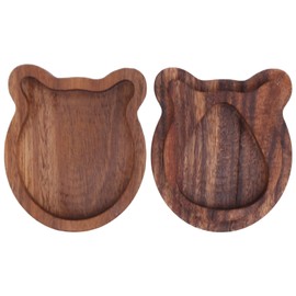 Guitar Pick Box Sapele Wood Cartoon Bear Instrument Accessories Storage Protection Case