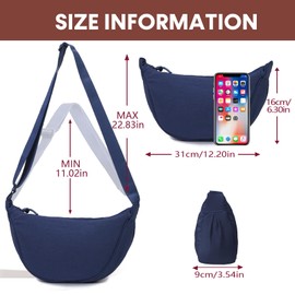 LOCCY Crescent Bag for Women Nylon Crescent Bag Dumpling Bags Nylon Crossbody Bags Women with Adjustable Strap Portable Crescent Purse for Daily Use(Dark Blue)