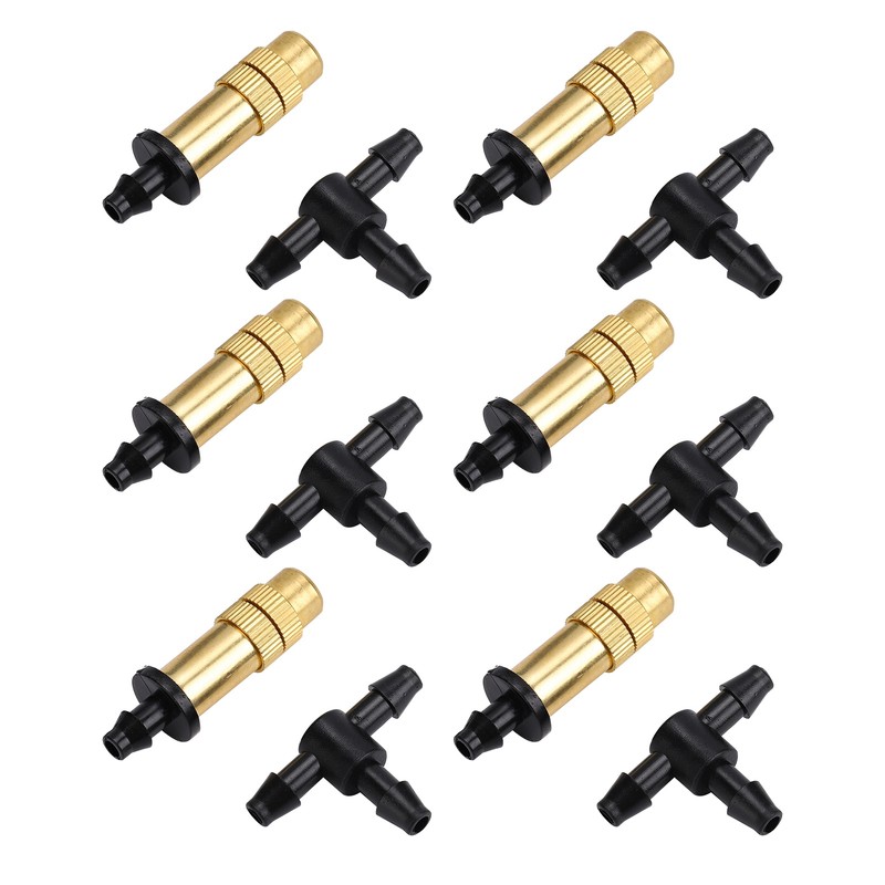 30Pcs Adjustable Copper Atomizing Nozzles with Tee Connectors Garden Cooling