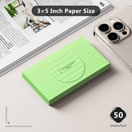 250 Count Index Cards 3 x 5 Inch, Heavyweight Green Lined Note Cards Portable Ruled Flash Cards Perfect for Studying and Organizing, Note Taking Study Flashcards for Home, School and Office