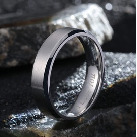 King Will 2mm/3mm/4mm/5mm/6mm/7mm/8mm Stainless Steel Ring Black/Silver Plated Matte Finish&Polished Beveled Edge with Laser Etched I Love You, 7, Stainless Steel, No Gemstone