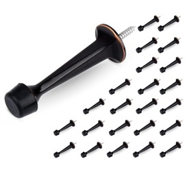 HOMOTEK 24 Pack Heavy Duty Solid Rigid Door Stop with Soft Rubber Tip, Zinc Die Cast Door Stopper Protect Wall & Door, Oil Rubbed Bronze