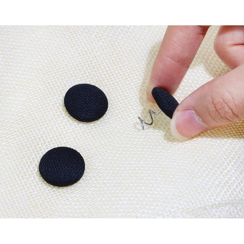 Mini Skater Small Upholstery Pins Linen Fabric Covered Button Twist