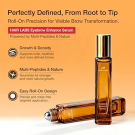Suero de crecimiento de cejas con 5 péptidos y planta de resurrección, soporta cejas más completas y de aspecto más saludable, roll-on para cejas, 0.3