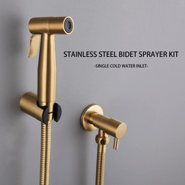 【LOSCHEN】 Stainless Steel Bidet Sprayer kit for Toilet,Hand Held Sprayer Shattaf Toilet Attachment for Pet Bath/Personal Hygiene/Bathroom/Closestool,Easy to Install(Gold)