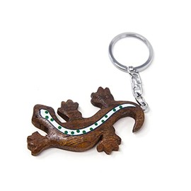 Key animals Animals Lizards Gecko Lizard Wood and Metal Keyring