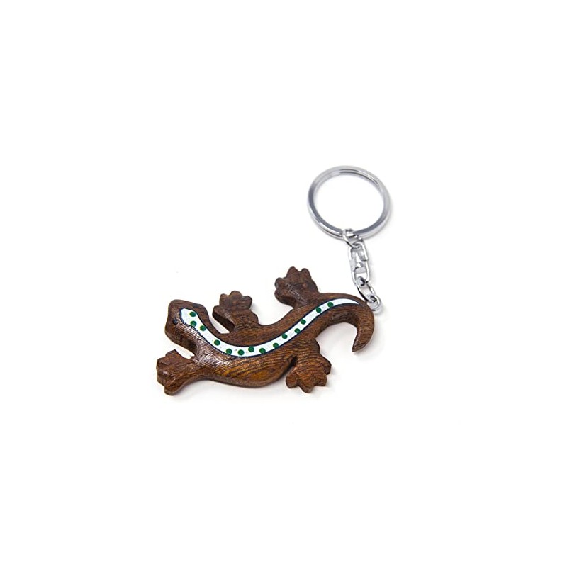 Key animals Animals Lizards Gecko Lizard Wood and Metal Keyring