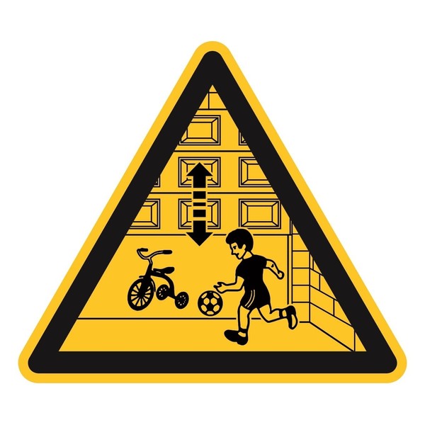 Sticker Warning Sign "Warning Against Automatic Rolling Door" Triangle Sign