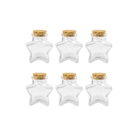2 OZ Star Shaped Glass Favor Jars with Cork Lids,Glass Wish Bottles with Cork,Decorative Glass Bottle with Cork Stopper-(60ml-6Pcs)