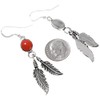 Coral Silver Native American Feather Earrings 1200