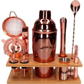 Bartender Set 11 Tbsp with Base Copper Shine Shaker Cobbler