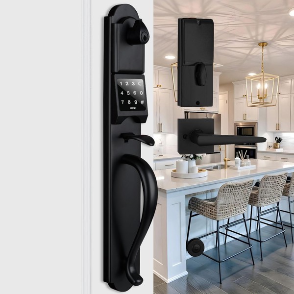 HISAFE Smart Front Door Handle Set, Keyless Entry Door Lock