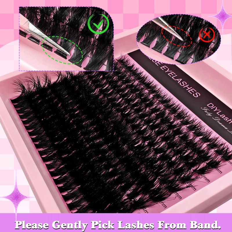 Eyelash Extensions Set, 200 Pieces, Fluffy Artificial Eyelash Clusters, Lashes