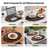 Scalloped Oval Reversible Leather Placemats 6Pcs, Waterproof Washable Non-Slip Heat