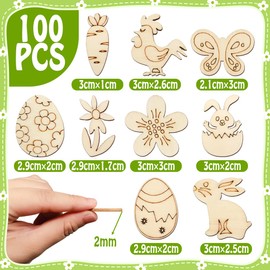 Holz Oster Deko Konfetti, 100pcs Tischdeko Streudeko Konfetti Ostern, Osterhasen Eier Blume Deko Holz, Osterdeko Streudeko Frühling für Geschenke Basteln