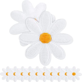 20pcs Daisy Flower Applique Iron on Patches 3.5cm Delicate Embroidered Applique for Decorating Apparel T-Shirt Backpack Hoodies Shoes Bags