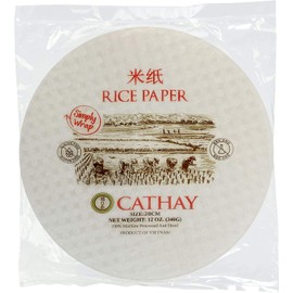 Cathay Fresh Spring Roll Rice Paper Wrappers, Rice Paper Wrappers for Fresh Rolls-20 Sheets, Non-GMO, Gluten-Free, Low Carb, Vietnamese Summer Wrap with Natural Ingredients, Veggie Wrap (Round, 28cm)