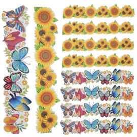 jojofuny 20sheets Decorative Border Paper Wear-Resistant Bulletin Board Borders for Classroom Office and Includes Sunflower for Chalkboard and Whiteboard Trim