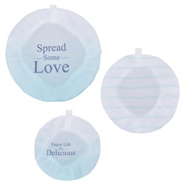 NICENEEDED Pack of 3 Reusable Bowl Covers, Made of Blue Fabric, 3 Sizes, Stretchy Oxford Fabric Lid, Elastic Storage Cover