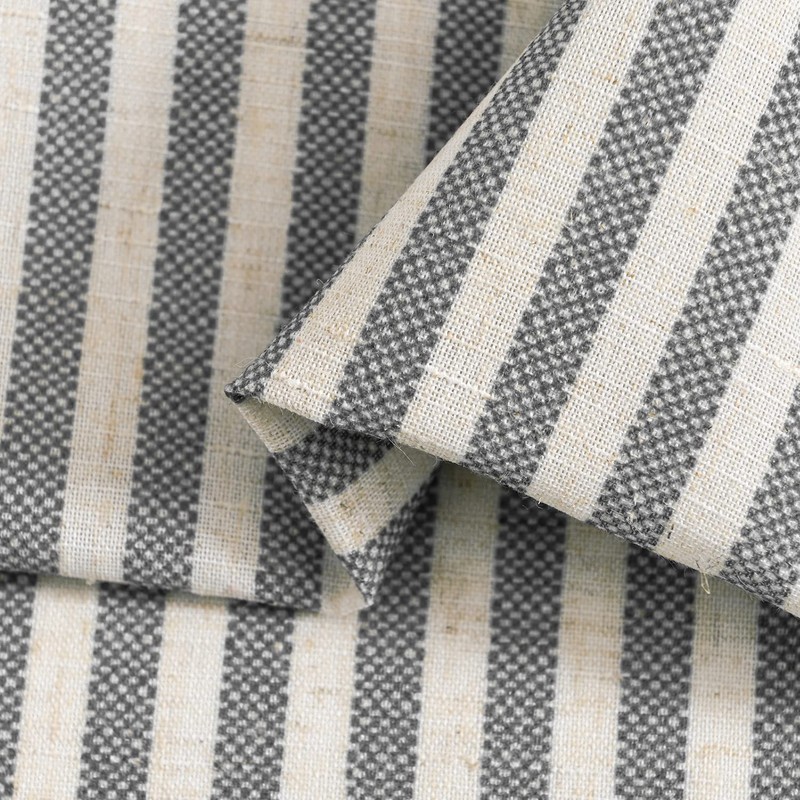 TOPICK Striped Panel Curtains, Linen Curtains with Stripes, Kitchen Curtain,