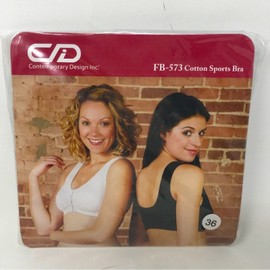 Contemporary Design Inc. Women's Contemporary Design Cotton Sports Bra, Size 36 - Black