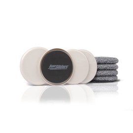 Super Sliders 5" Reusable 2-in-1 Furniture Carpet Sliders with Hardwood Socks to Slide Items Easily Without Damage Across Any Surface, Beige (4 Pieces)