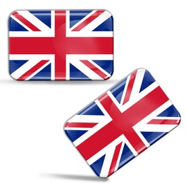 2 x 3D Domed Silicone Stickers Decals UK United Kingdom Union Jack National Great Britain Flag Car Motorcycle Helmet F 32