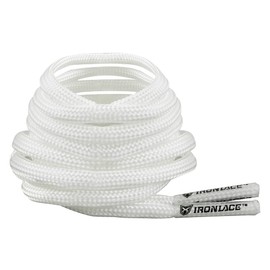 IRONLACE - Paracord 550 Laces Type III, Heavy-Duty, Universal Boot & Shoe Laces, Stretchable Nylon, 550-Pound Breaking Strength, White, 9/64 Inch (3.5mm) Tip Diameter, 45-Inch, 1-Pair