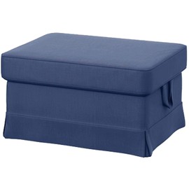 The Heavy Cotton Ektorp Ottoman Cover Replacement is Made Compatible for IKEA Ektorp Footstool Or Stool Slipcover (Blue)