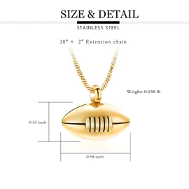 Yinplsmemory Cremation Jewelry Football Memorial Urn Necklace for Ashes Holder Stainless Steel Ashes Keepsake Urn Jewelry for Brother Boyfriend