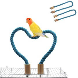 2 Pack Bird Rope Perch & Swing, Bird Cage Stand Pole Accessories, Climbing Toy for Parrot, Parakeet, Budgies, Cockatiels & Lovebirds (39.37"/100 cm)