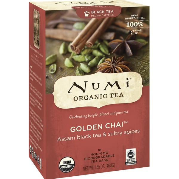 Numi Teas Tea Black Golden Chai Spiced Assam, 18 ct