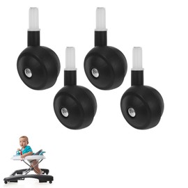 Angoily 4pcs Baby Walker Wheels Replacement, Walker Wheels Accessories Plastic Casters Universal Stem-Mount for Strollers Baby Learning to Walk 360°Swivel Pp Mobility-Gear Easy Installation Black