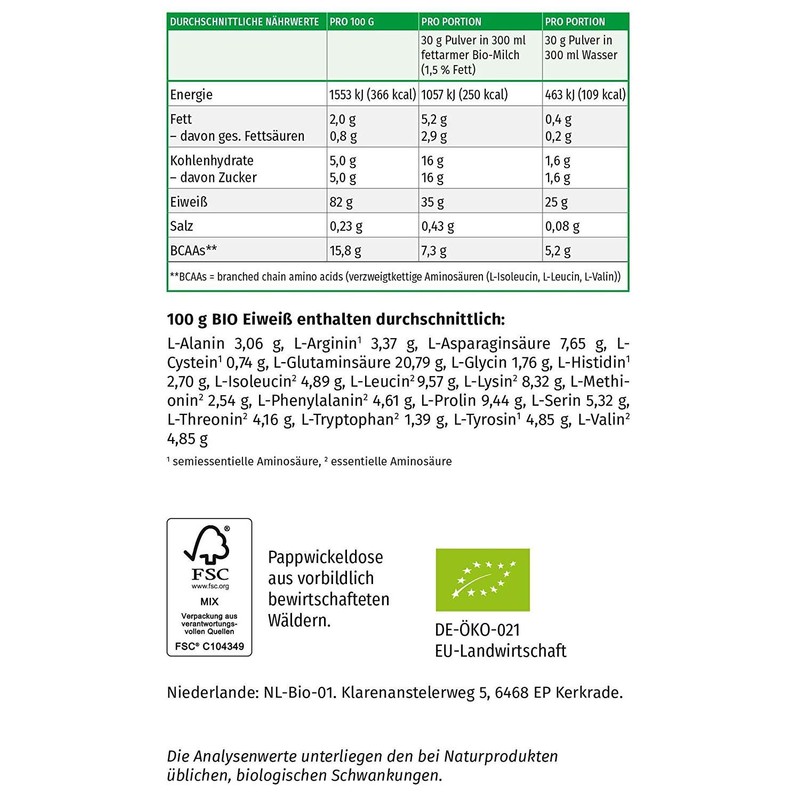 MEGAMAX Nutrition Organic Protein Powder Flavour Neutral, 400 g Powder