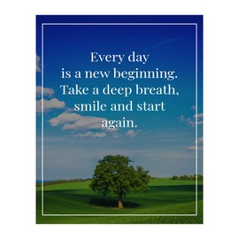 Every Day Is A New Beginning - Inspirational Quotes Wall Art, Motivational Tree in Field Picture Print, Modern Home Decor, Office Decor, School Decor, Bedroom or Living Room Decor, Unframed - 8x10