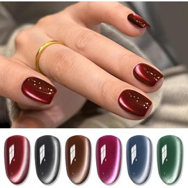 Born Pretty Esmalte De Uas En Gel Con Ojos De Gato Magnticos, Estilo Retro Otoo Invierno, Disponible En Rosa, Marrn, Azul, Gris Y Verde. 6 Unidades De 7 Ml Para Manicura Profesional O En Casa.