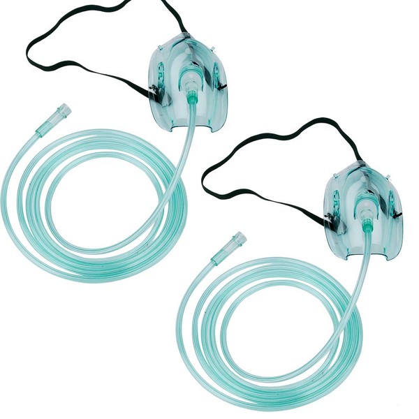 2 Packs - Pediatric Standard Oxygen Mask with 6.6' Tubing and Adjustable Elastic Strap - Size S