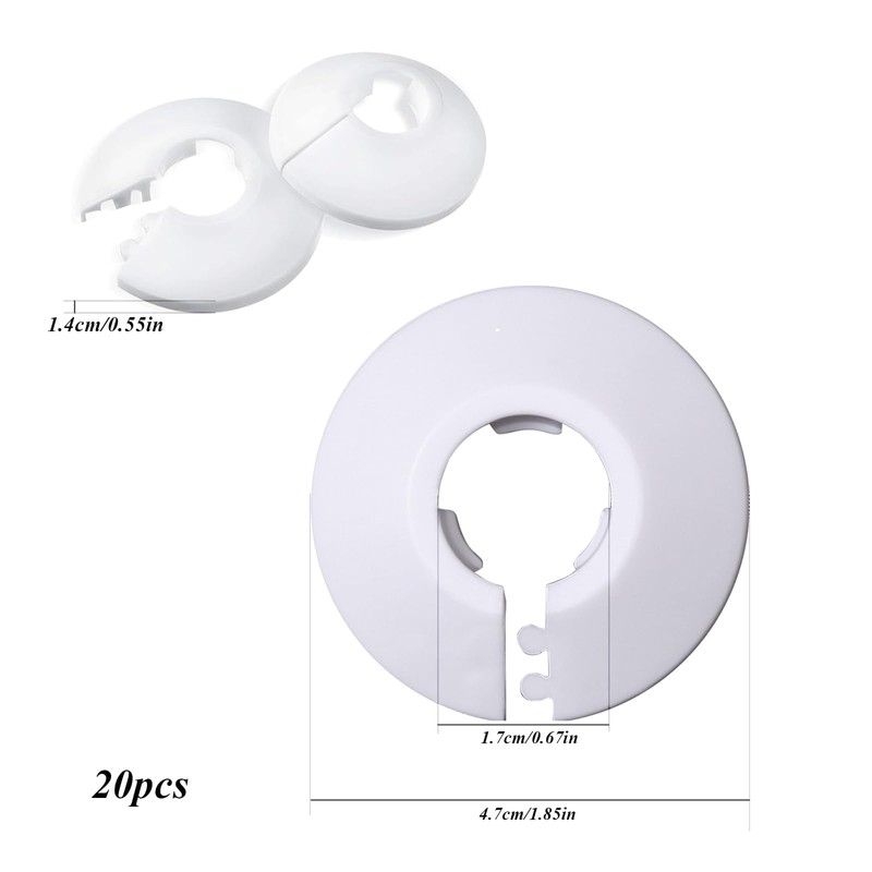 20 Pcs Plastic Radiator Pipe Covers, White Radiator Pipe Collars,