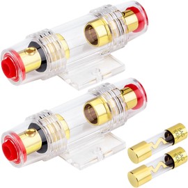 2 Packs Fuse Holders with 100A AGU/5AG Fuses, 4-8 Gauge AWG in-Line Car Amp Fuse Block Kit for Car Audio, Subwoofer, Alarm, Compressor, Amplifier