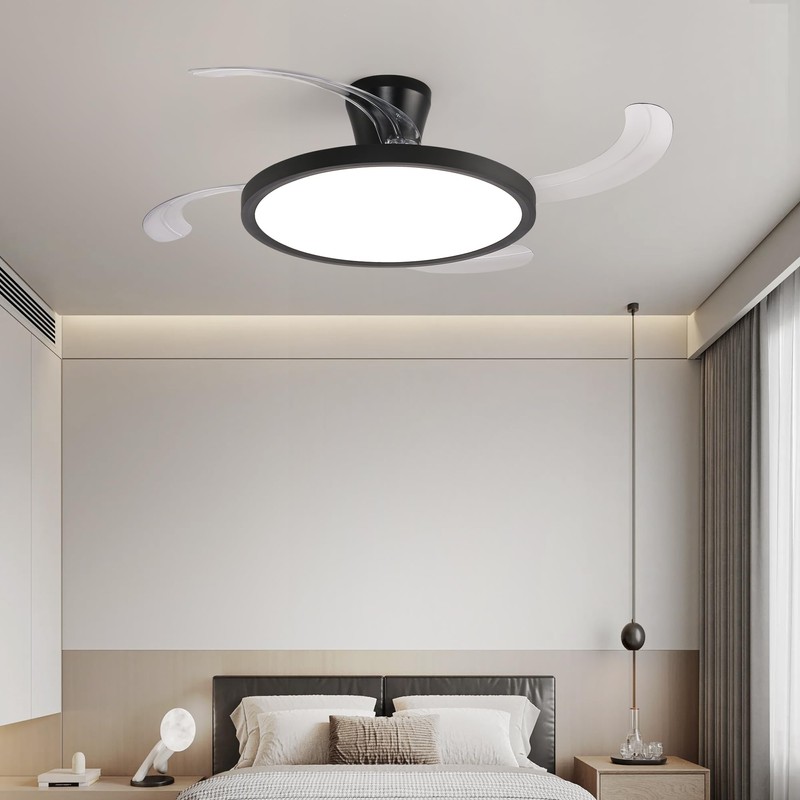 Slim Retractable Ceiling Fans with Lights and Remote Control, 48