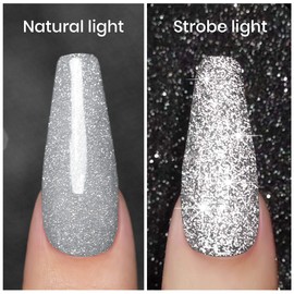 RARJSM Glitter Nail Polish Silver Nail Polish Gel Nail Polish 1PACK 7.5ML Soak Off Nail Lamp Required for Nail Art Design Salon Quality DIY Home RAR79